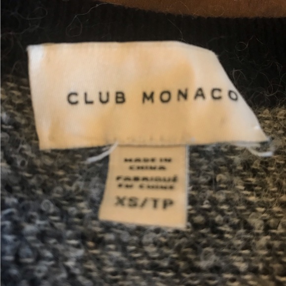Club Monaco Black Grey V-neck Long Sleeve Wool Alpaca Sweater - Picture 6 of 9